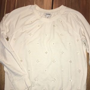 Old navy sweater with beaded flowers